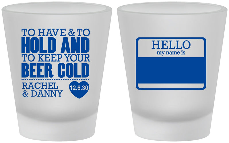 Custom Wedding Frosted Shot Glasses - Hello My Name Is | 418