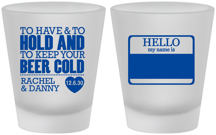 Custom Wedding Frosted Shot Glasses - Hello My Name Is | 418