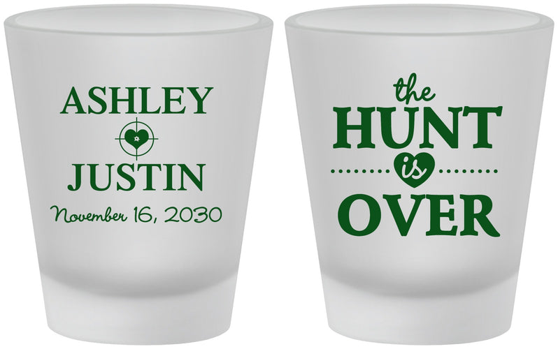 Custom Wedding Frosted Shot Glasses - The Hunt Is Over | 422