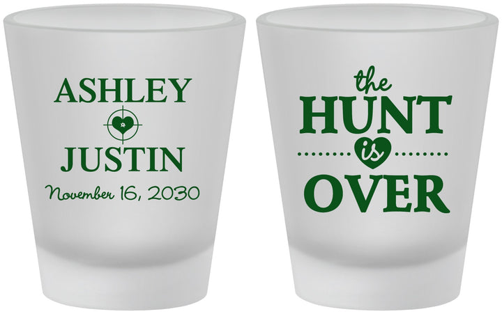 Custom Wedding Frosted Shot Glasses - The Hunt Is Over | 422