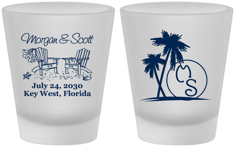 Custom Wedding Frosted Shot Glasses - Beach | 423