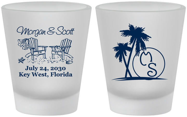 Custom Wedding Frosted Shot Glasses - Beach | 423
