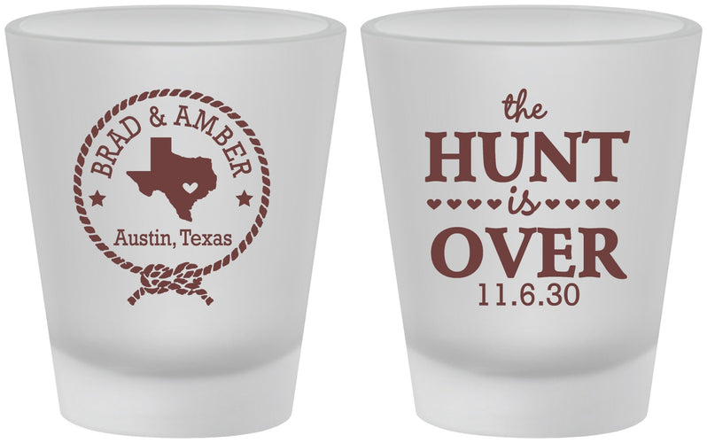 Custom Wedding Frosted Shot Glasses - The Hunt Is Over | 426