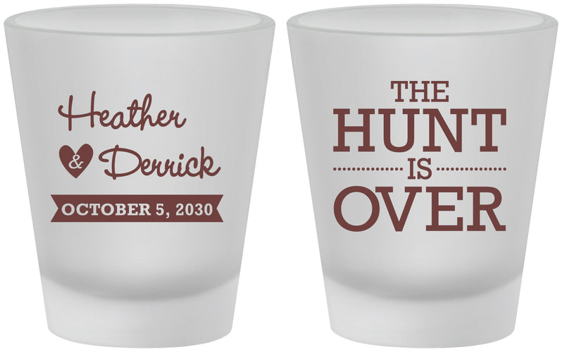 Custom Wedding Frosted Shot Glasses - The Hunt Is Over | 427