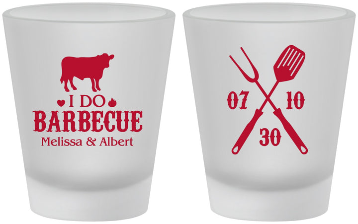 Custom Wedding Frosted Shot Glasses - I Do Barbecue Bbq | 433