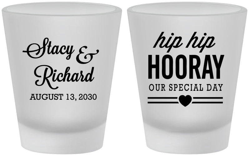 Custom Wedding Frosted Shot Glasses - Hip Hop Hooray | 436