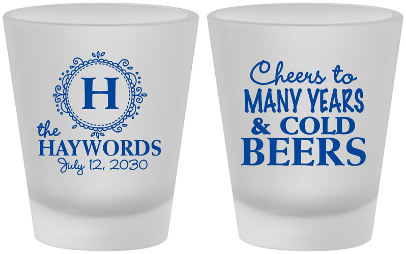 Custom Wedding Frosted Shot Glasses - Cheers To Cold Beers | 439