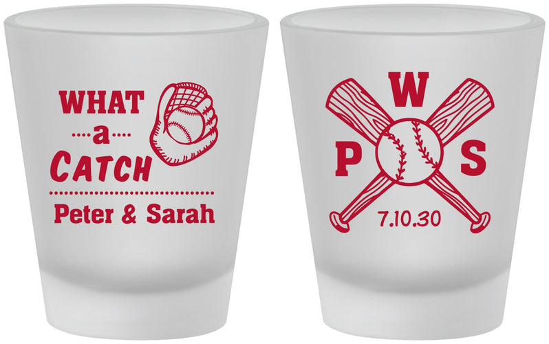 Custom Wedding Frosted Shot Glasses - Baseball | 443
