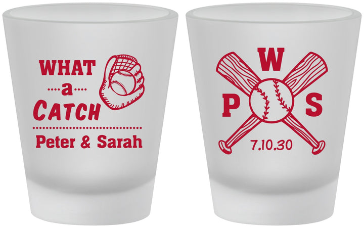 Custom Wedding Frosted Shot Glasses - Baseball | 443