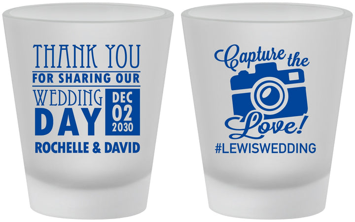 Custom Wedding Frosted Shot Glasses - Capture The Love | 444