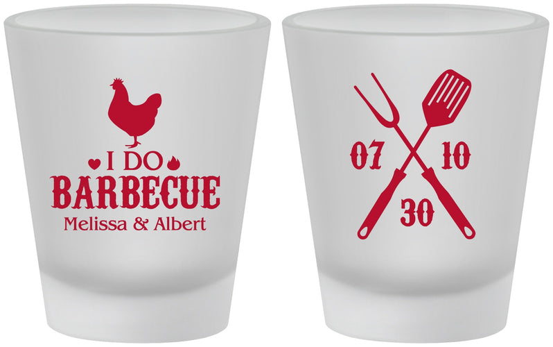 Custom Wedding Frosted Shot Glasses - I Do Barbecue Bbq | 445