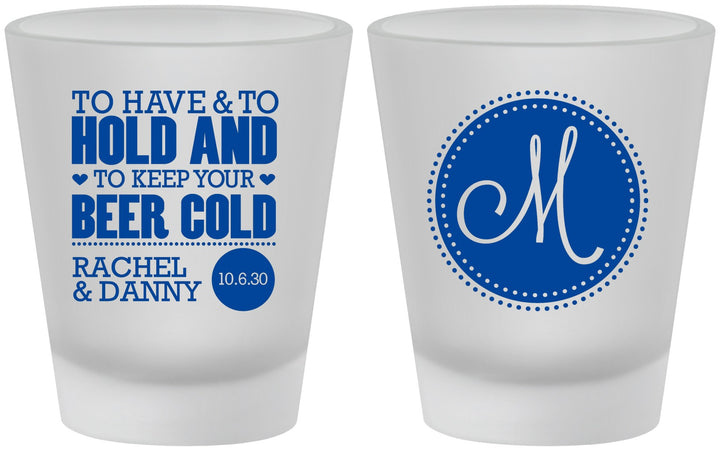 Custom Wedding Frosted Shot Glasses - Monogrammed | 450