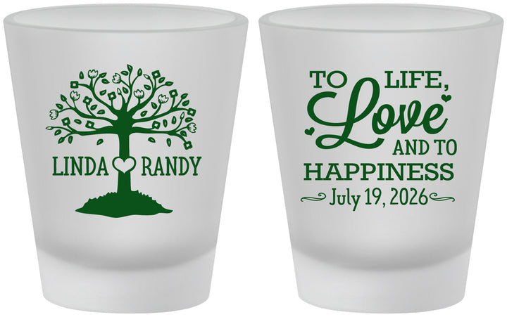 Custom Wedding Frosted Shot Glasses - Love And Happiness | 451