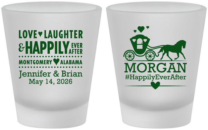 Custom Wedding Frosted Shot Glasses - Happily Ever After | 452