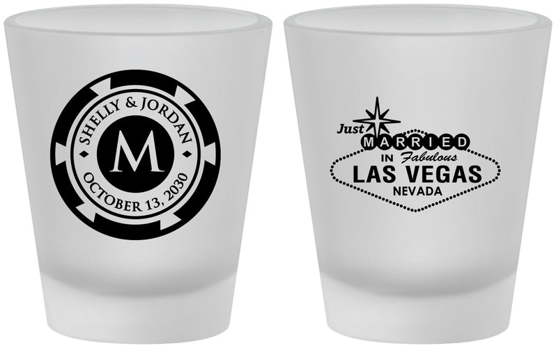 Custom Wedding Frosted Shot Glasses - Las Vegas | 454