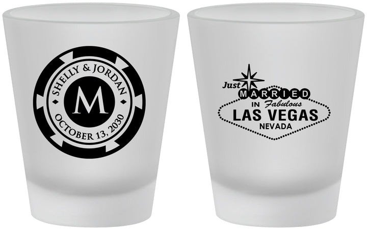 Custom Wedding Frosted Shot Glasses - Las Vegas | 454