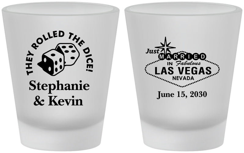 Custom Wedding Frosted Shot Glasses - Las Vegas | 455