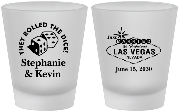 Custom Wedding Frosted Shot Glasses - Las Vegas | 455