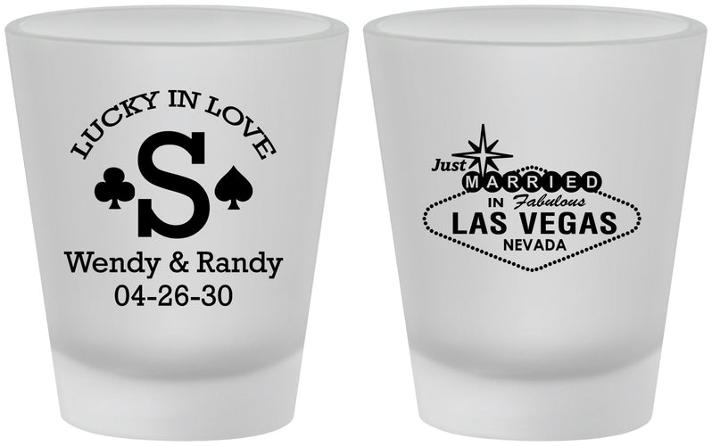Custom Wedding Frosted Shot Glasses - Las Vegas | 456