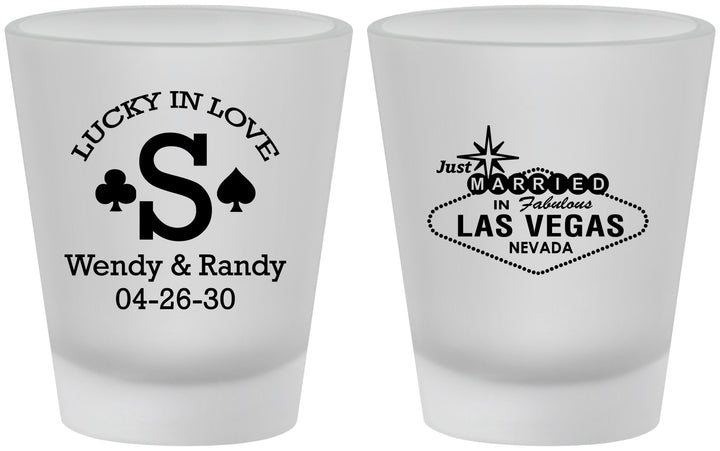Custom Wedding Frosted Shot Glasses - Las Vegas | 456