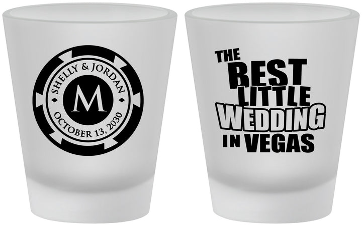 Custom Wedding Frosted Shot Glasses - Las Vegas | 458