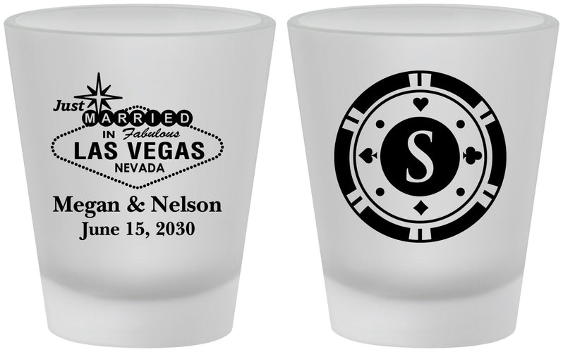 Custom Wedding Frosted Shot Glasses - Las Vegas | 459