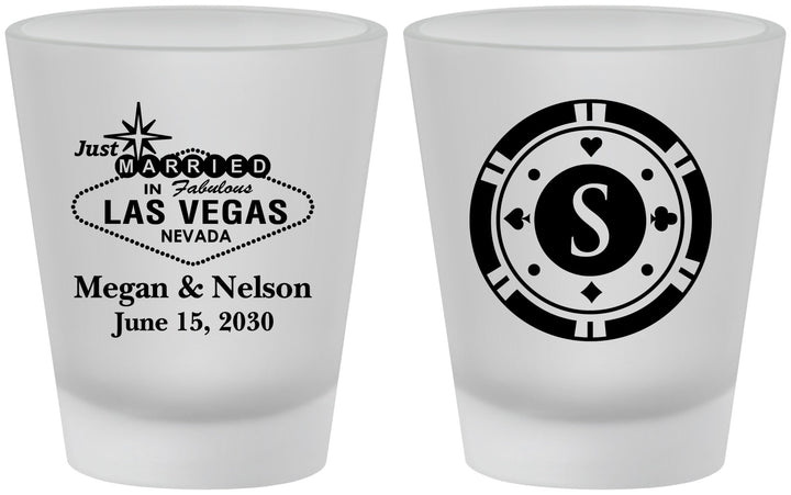 Custom Wedding Frosted Shot Glasses - Las Vegas | 459