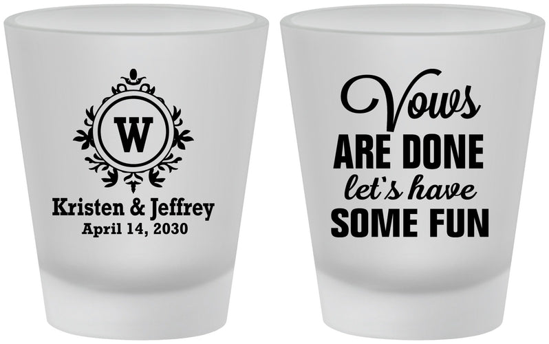 Custom Wedding Frosted Shot Glasses - Monogrammed | 462