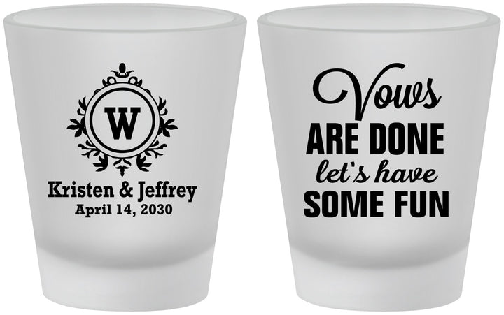 Custom Wedding Frosted Shot Glasses - Monogrammed | 462