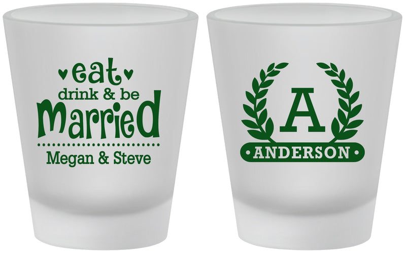Custom Wedding Frosted Shot Glasses - Monogram | 464
