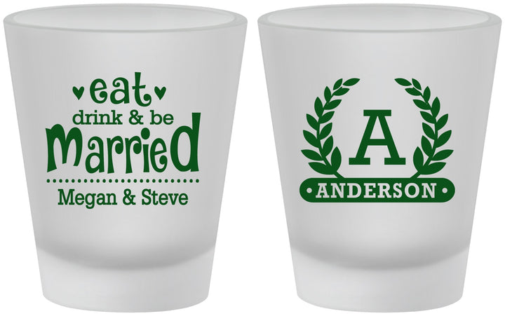 Custom Wedding Frosted Shot Glasses - Monogram | 464