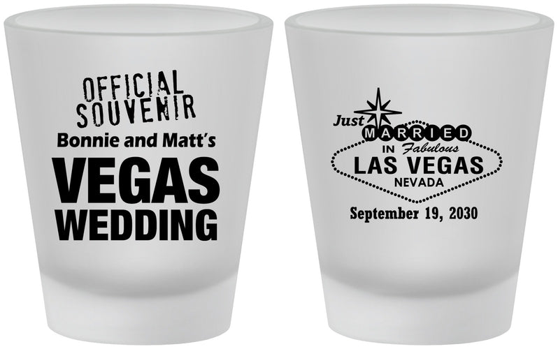 Custom Wedding Frosted Shot Glasses - Las Vegas | 466