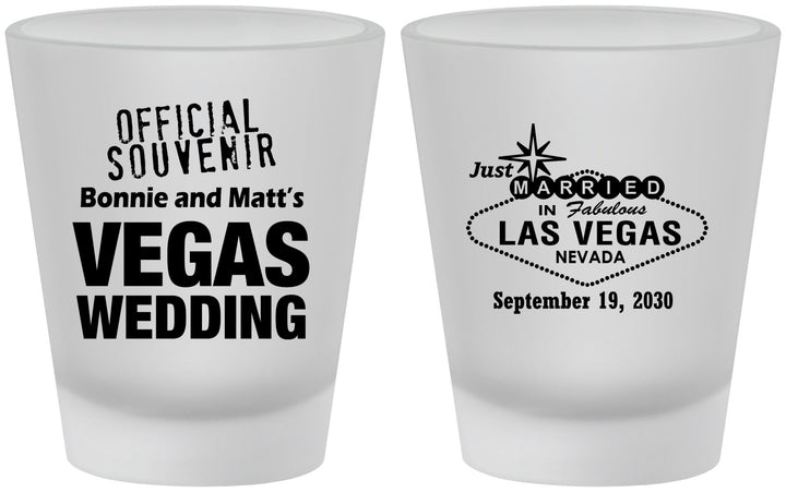 Custom Wedding Frosted Shot Glasses - Las Vegas | 466