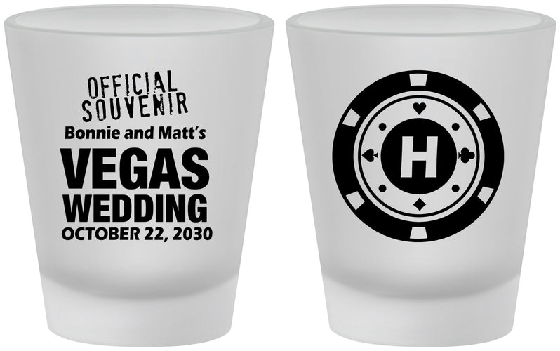 Custom Wedding Frosted Shot Glasses - Las Vegas | 467