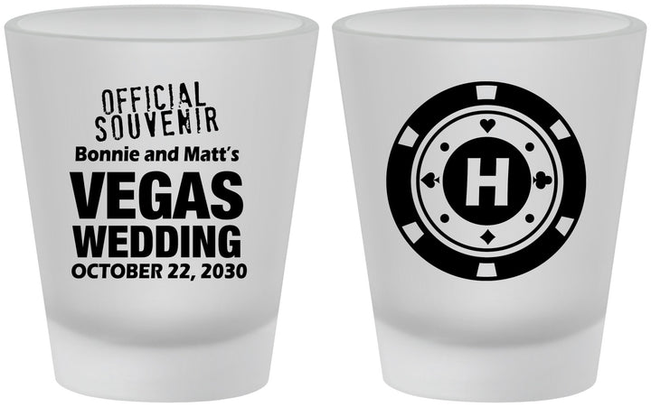 Custom Wedding Frosted Shot Glasses - Las Vegas | 467