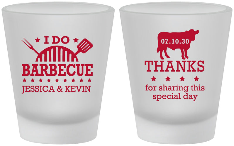 Custom Wedding Frosted Shot Glasses - I Do Barbecue Bbq | 468