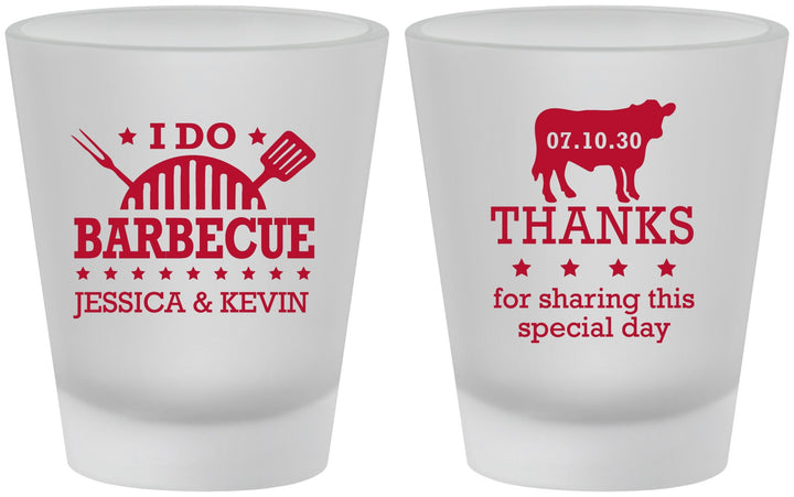 Custom Wedding Frosted Shot Glasses - I Do Barbecue Bbq | 468