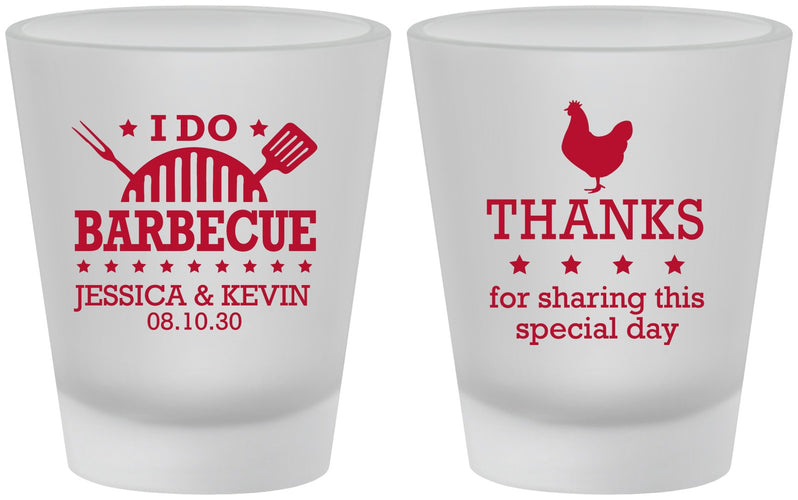 Custom Wedding Frosted Shot Glasses - I Do Barbecue Bbq | 469