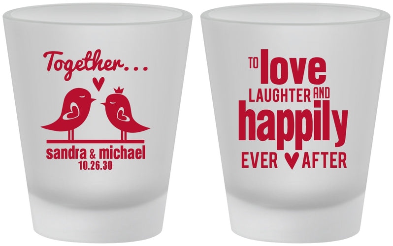 Custom Wedding Frosted Shot Glasses - Happily Ever After | 480