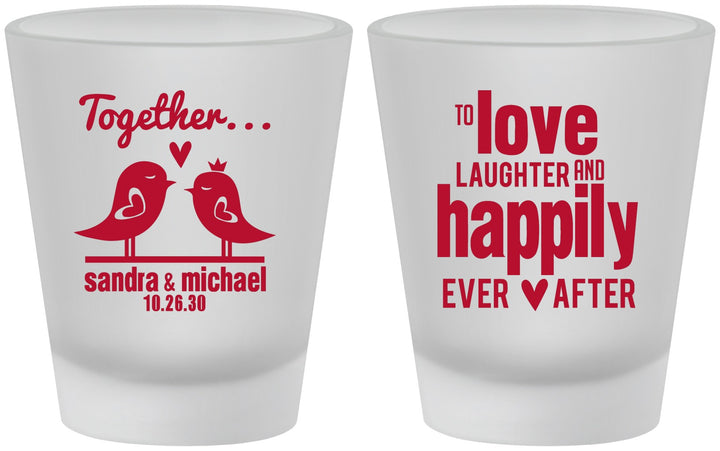 Custom Wedding Frosted Shot Glasses - Happily Ever After | 480