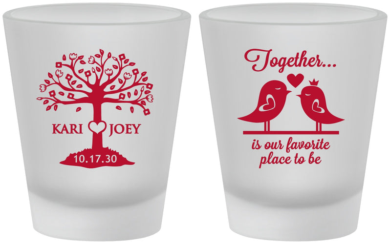 Custom Wedding Frosted Shot Glasses - Love Birds | 481