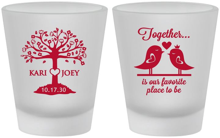 Custom Wedding Frosted Shot Glasses - Love Birds | 481