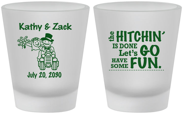 Custom Wedding Frosted Shot Glasses - Tractor Hitchin | 489