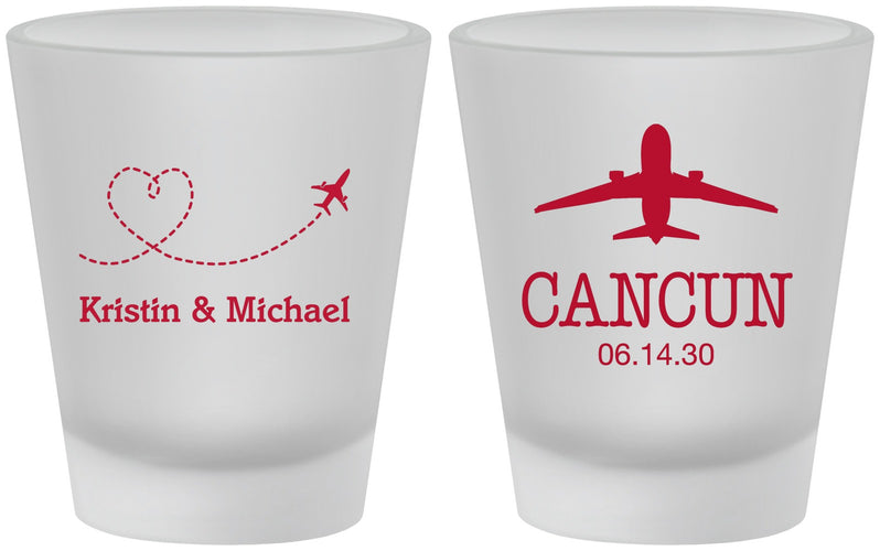 Custom Wedding Frosted Shot Glasses - Destination | 492