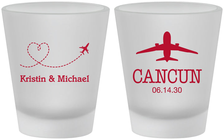 Custom Wedding Frosted Shot Glasses - Destination | 492