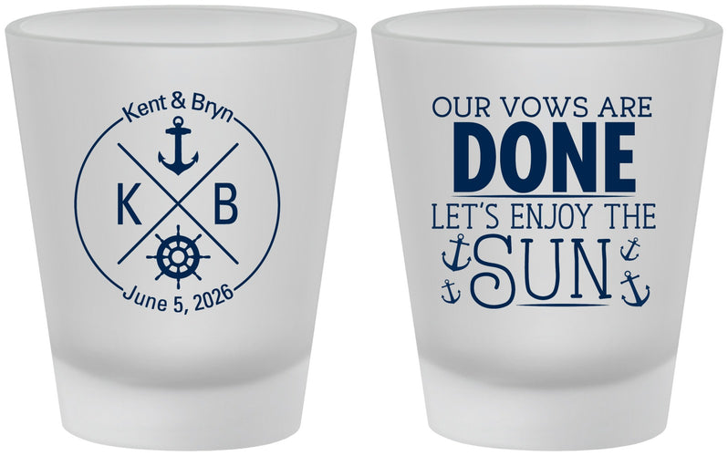 Custom Wedding Frosted Shot Glasses - Nautical | 495