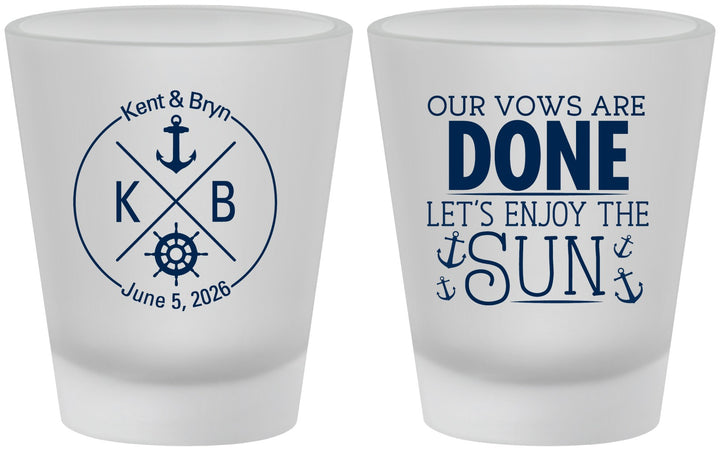 Custom Wedding Frosted Shot Glasses - Nautical | 495