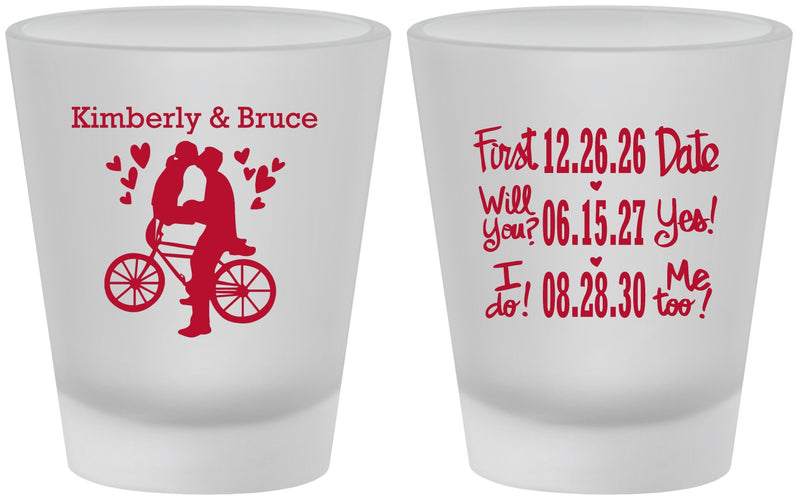 Custom Wedding Frosted Shot Glasses - First Date Will You I Do | 497