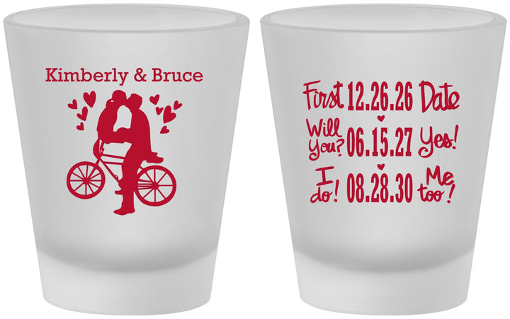 Custom Wedding Frosted Shot Glasses - First Date Will You I Do | 497