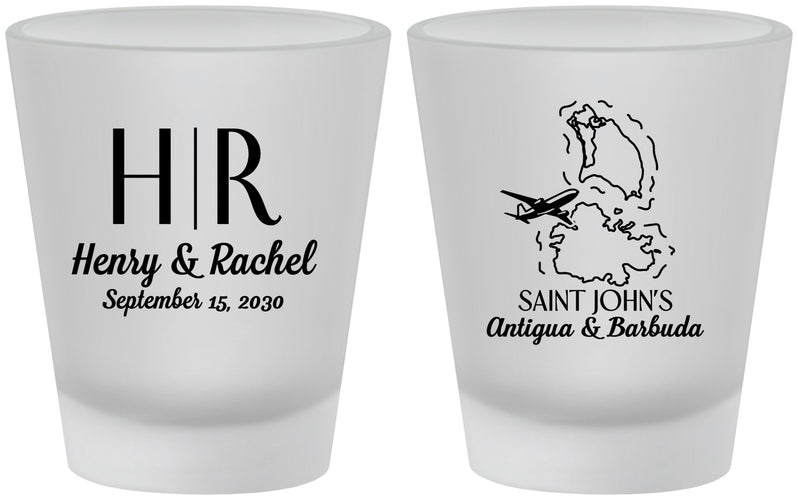 Custom Wedding Frosted Shot Glasses - Antigua And Barbuda | 502